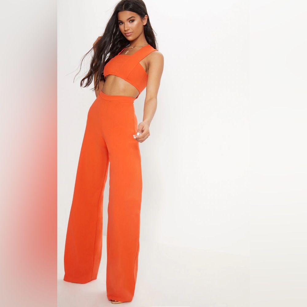 Orange Crepe Cut Out Jumpsuit